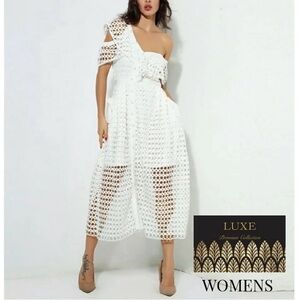 Crochet asymmetrical midi dress